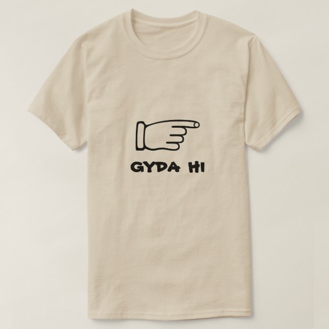 Pointing finger with text gyda hi T-Shirt (Design Front)