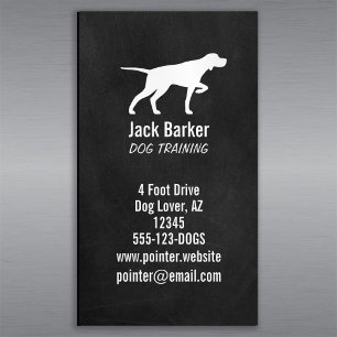 Pointing Pointer Dog Silhouette Chalkboard Style B Magnetic Business Card