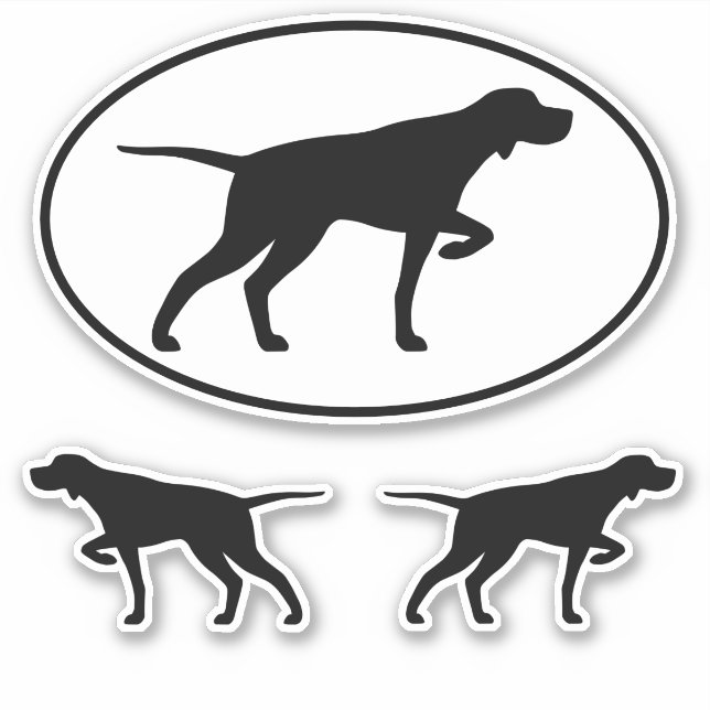 Pointing Pointer Dog Silhouettes Vinyl Sticker Set (Front)