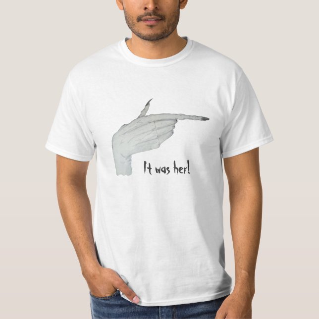 Pointing scary monster hand knarled fingers T-Shirt (Front)