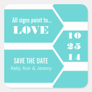 Pointing Towards Love Save the Date Stickers
