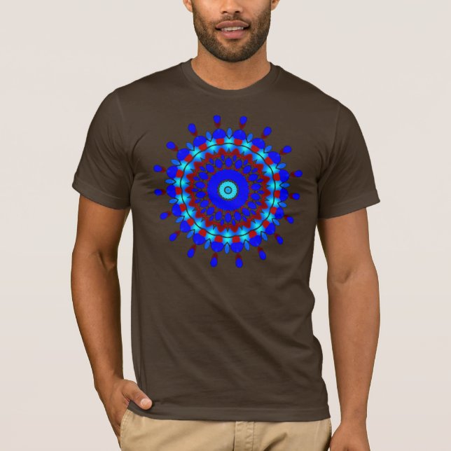 Points of Blue (Blue & Red) Kaleidoscope T-Shirt (Front)