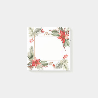 Pointsettia and Evergreen Border Post-it Notes