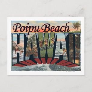 Poipu Beach, Hawaii - Large Letter Scenes Postcard