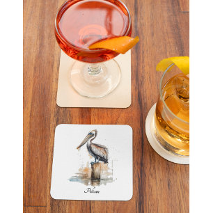 Poise of the Pelican  Glass Coaster