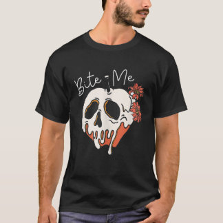 Poison Bite Me Wicked Apple Fall Halloween Tee Tan