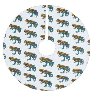 Poison dart frog cartoon illustration brushed polyester tree skirt