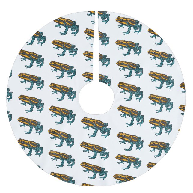 Poison dart frog cartoon illustration  brushed polyester tree skirt (Front)