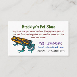Poison dart frog cartoon illustration business card