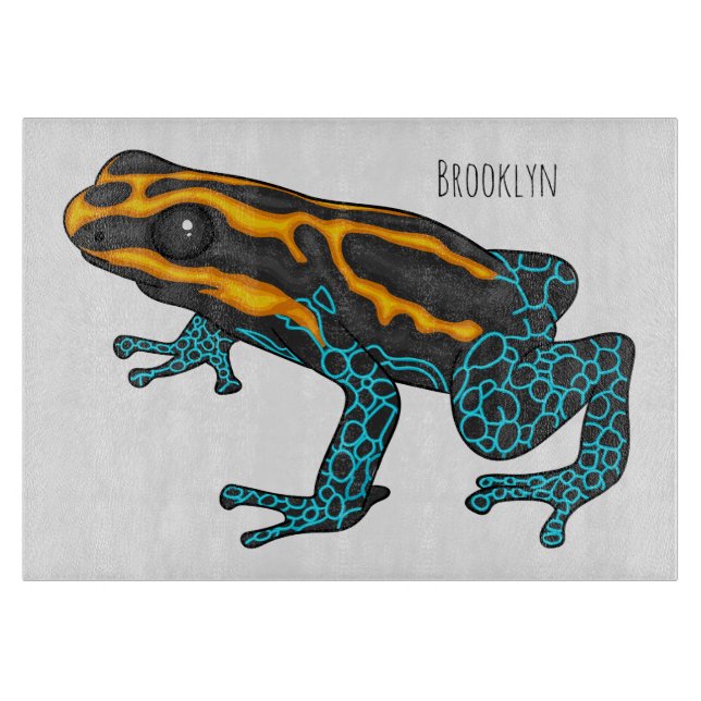 Poison dart frog cartoon illustration cutting board (Front)