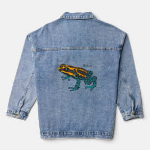 Poison dart frog cartoon illustration denim jacket