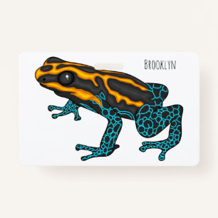 Poison dart frog cartoon illustration ID badge