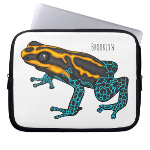 Poison dart frog cartoon illustration laptop sleeve