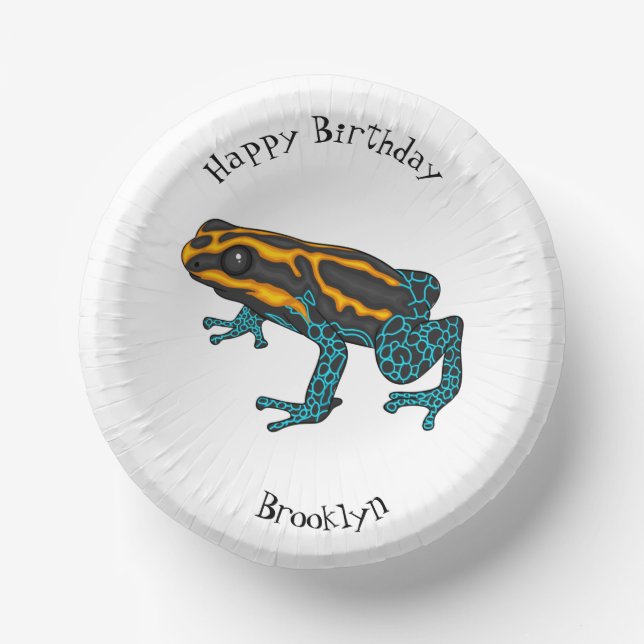 Poison dart frog cartoon illustration  paper plate (Front)