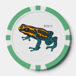 Poison dart frog cartoon illustration  poker chips