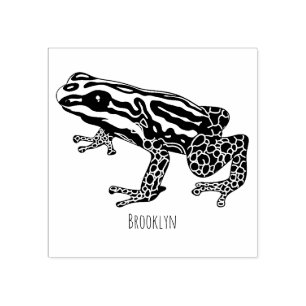 Poison dart frog cartoon illustration  rubber stamp