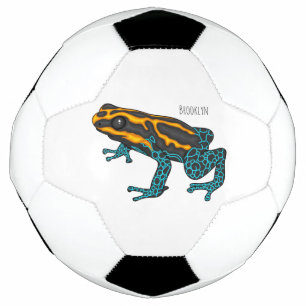 Poison dart frog cartoon illustration  soccer ball