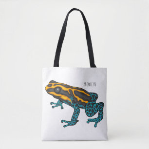 Poison dart frog cartoon illustration tote bag