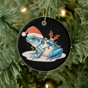 Poison Dart Frog Santa Hat Christmas Lights Xmas Ceramic Tree Decoration