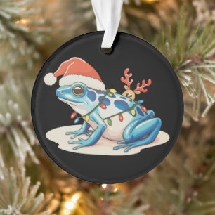 Poison Dart Frog Santa Hat Christmas Lights Xmas Ornament