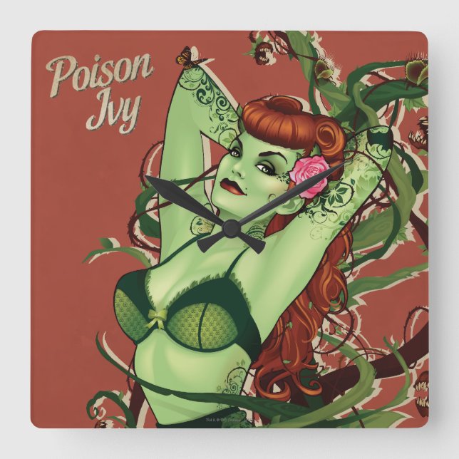 Poison Ivy Bombshell Square Wall Clock (Front)