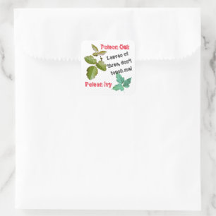Poison Ivy, Poison Oak, Warning stickers for plant
