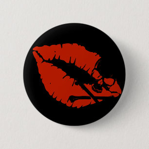 poison lips 6 cm round badge