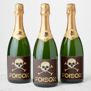 Poison Skull And Crossbones Design Sparkling Wine Label