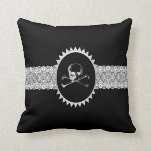 Poison Skull Cameo Goth Throw Pillow