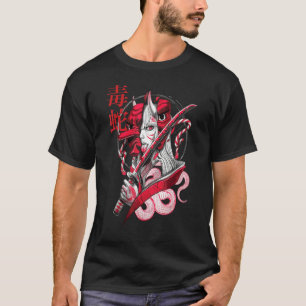 Poison Snake Samurai Oni Mask Japanese Demon Kanji T-Shirt