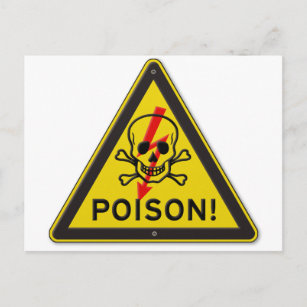 Poison Warning Sign Skull & Crossbones Postcard
