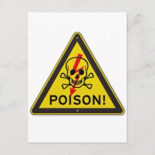 Poison Warning Sign Skull & Crossbones Postcard