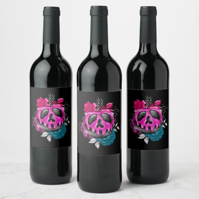 Poisoned Candy Apple With Flowers Wine Label (Bottles)