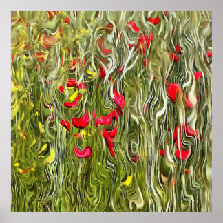 Poisoned Poppies Surrealistic Abstract Art Poster