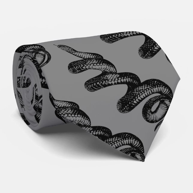 poisonous snake with grey background tie (Rolled)