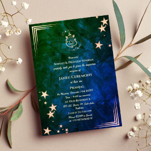 Poite Janeu Upanayanam Hindu Holy Thread Blue Gold Invitation