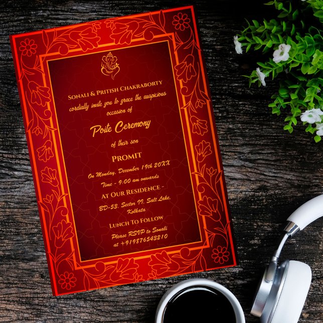 Poite Janeu Upanayanam Hindu Holy Thread Floral Invitation (Creator Uploaded)