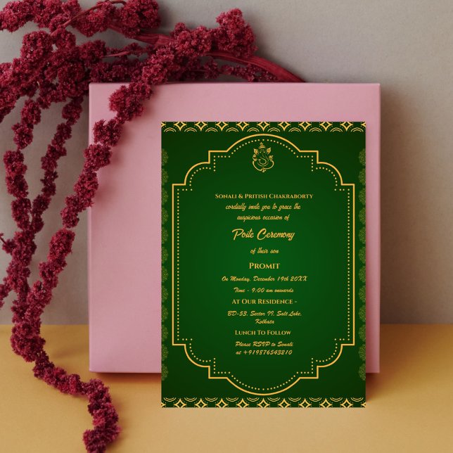 Poite Janeu Upanayanam Hindu Holy Thread Floral Invitation (Creator Uploaded)