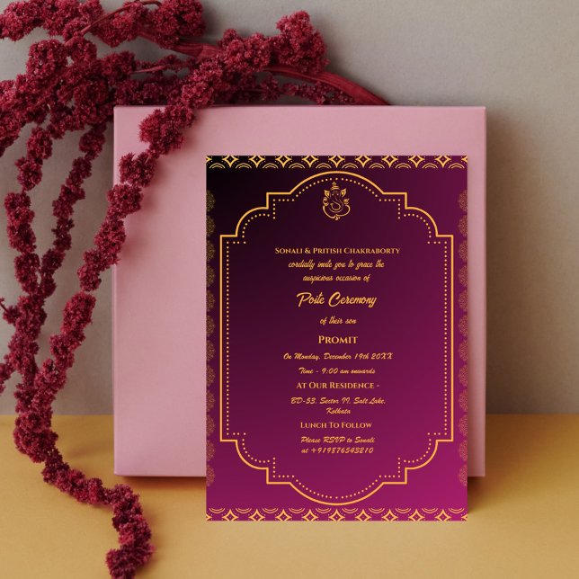 Poite Janeu Upanayanam Hindu Holy Thread Floral Invitation (Creator Uploaded)