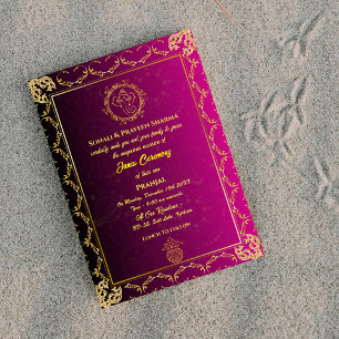 Poite Janeu Upanayanam Hindu Holy Thread Teal Gold Invitation