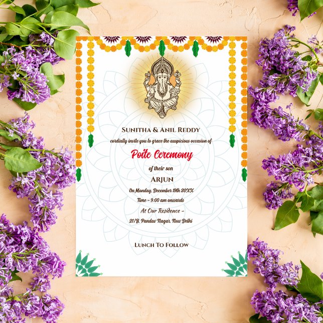 Poite Upanayanam Holy Thread Janeu Hindu Ceremony Invitation (Creator Uploaded)