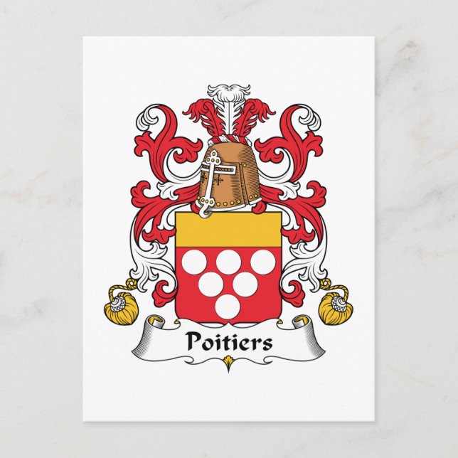 Poitiers Family Crest Postcard (Front)