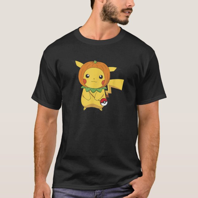 Pok mon Halloween Pikachu Pumpkin Costume  T-Shirt (Front)
