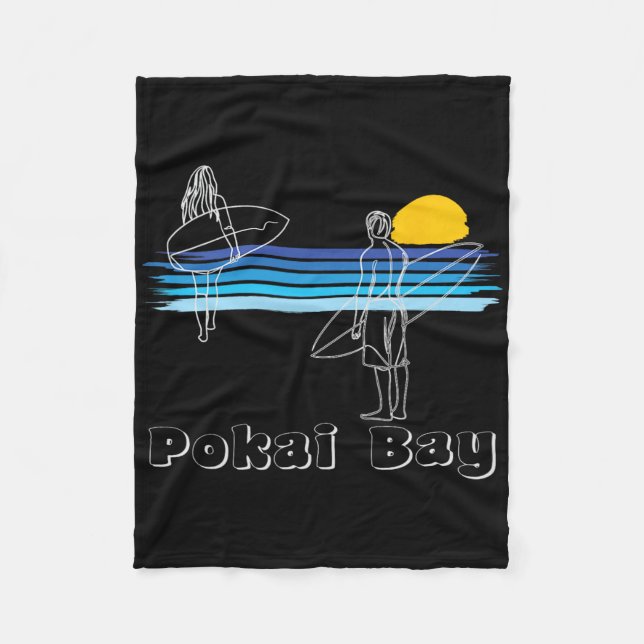 Pokai Y Surfing Beach Surf Guy Girl  Fleece Blanket (Front)