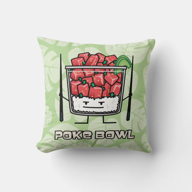 Poke bowl Hawaii raw fish salad chopsticks aku Cushion (Front)