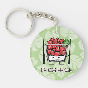 Poke bowl Hawaii raw fish salad chopsticks aku Key Ring