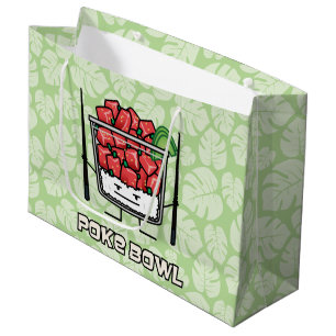 Poke bowl Hawaii raw fish salad chopsticks aku Large Gift Bag