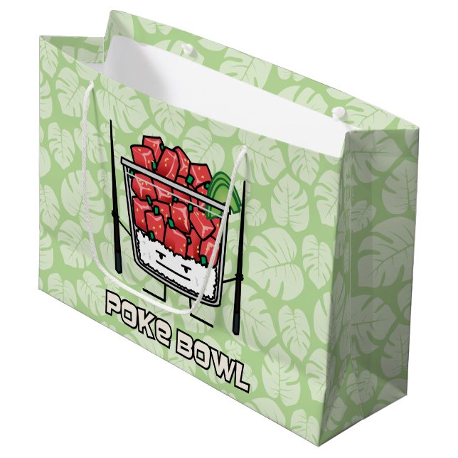 Poke bowl Hawaii raw fish salad chopsticks aku Large Gift Bag (Front Angled)
