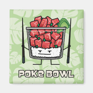 Poke bowl Hawaii raw fish salad chopsticks aku Magnet
