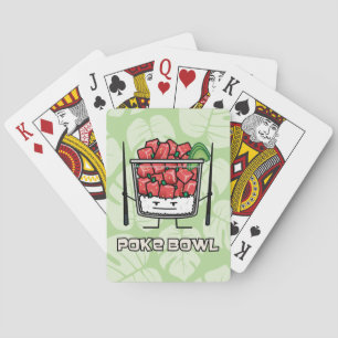 Poke bowl Hawaii raw fish salad chopsticks aku Playing Cards
